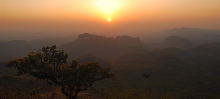 Sunset over the Satpura range